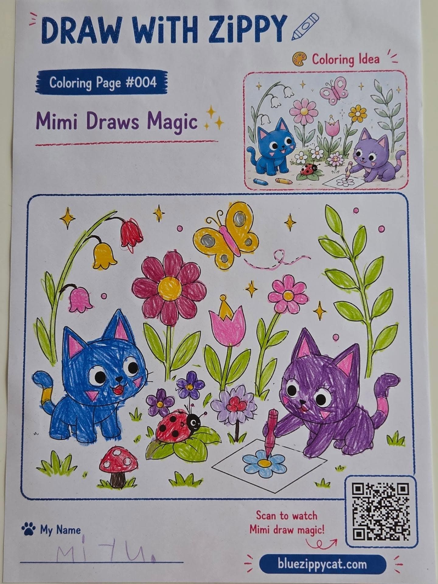 Community coloring artwork for Draw with Zippy #004 Mimi Draws Magic by @miouyu2024