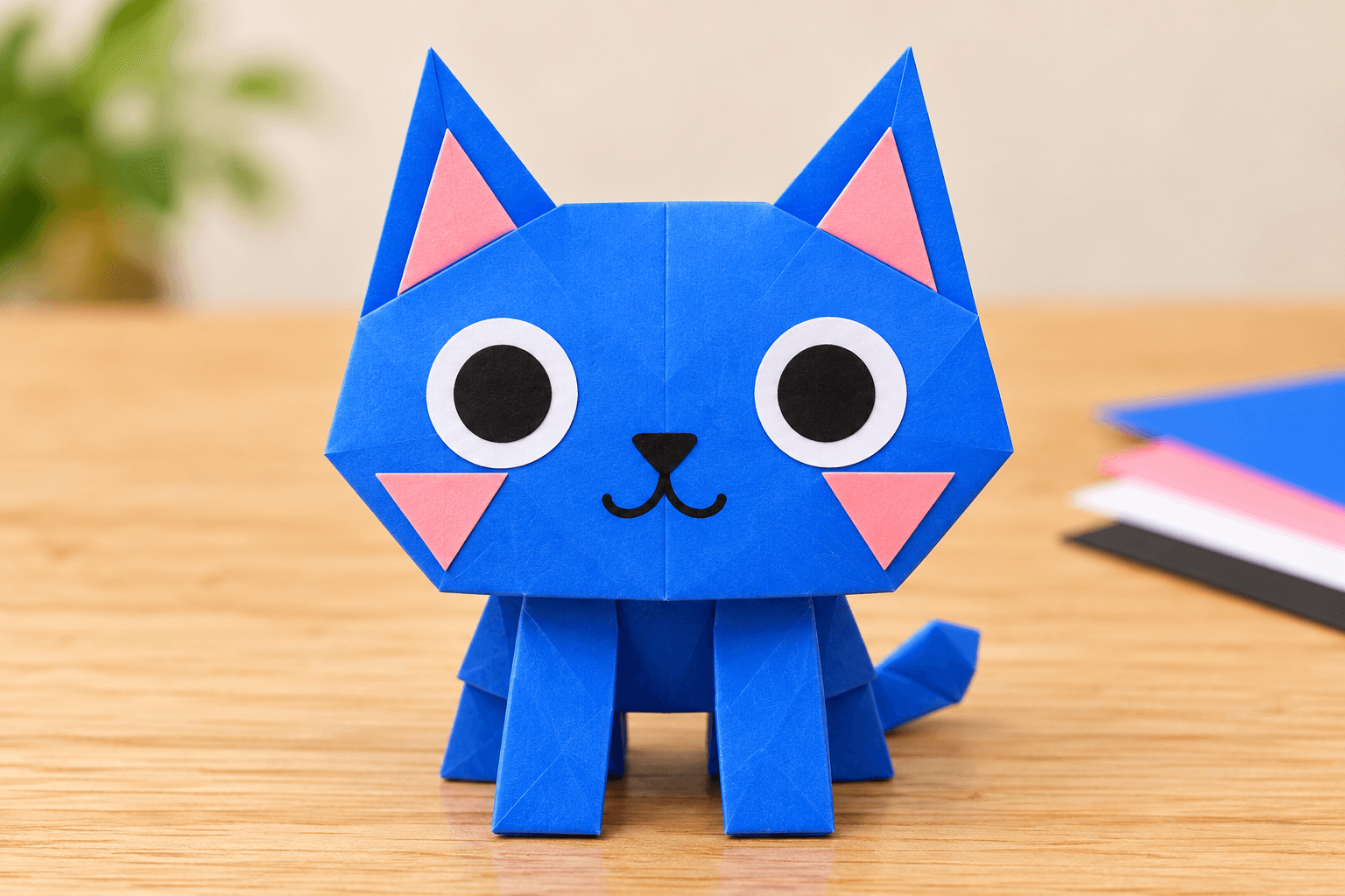 Origami Zippy made from blue paper