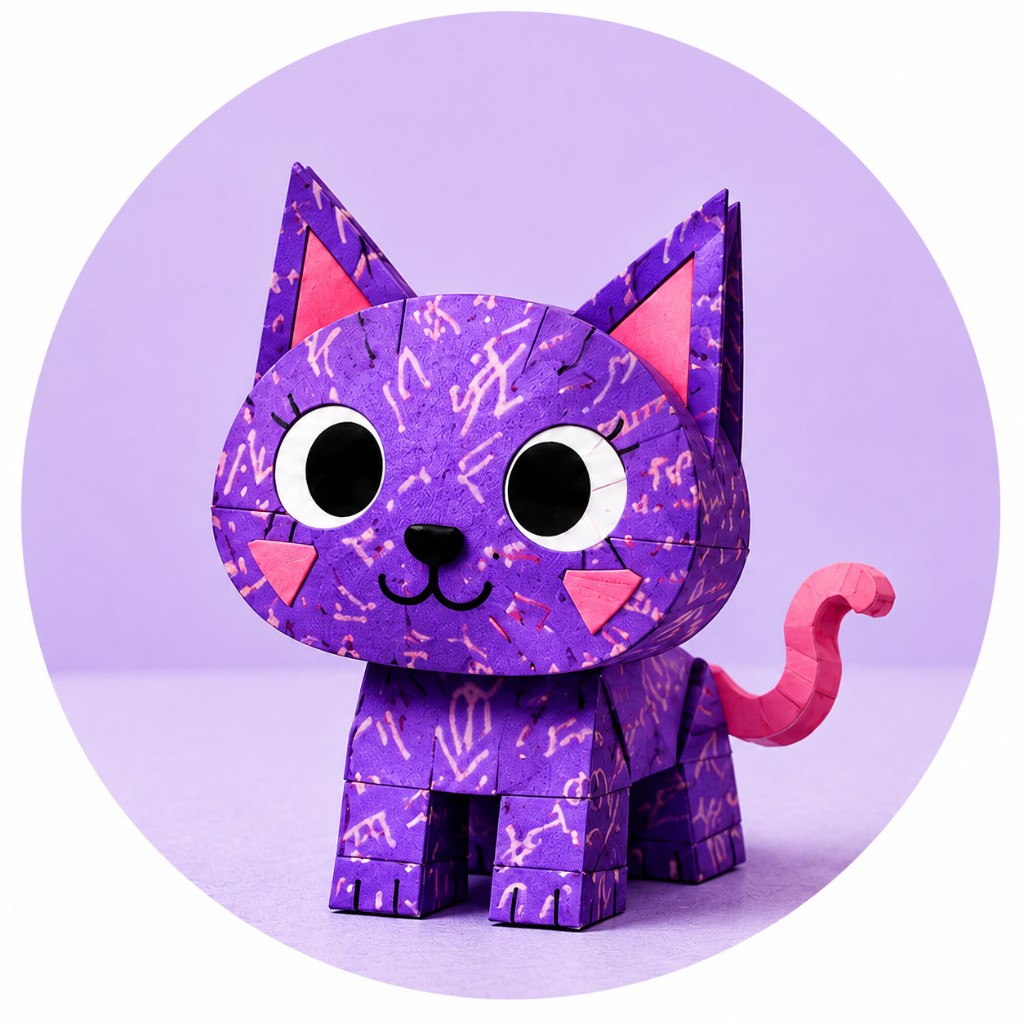 Violet Mimi — a mysterious purple paper cat